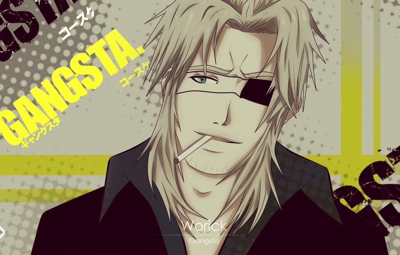 Wallpaper game, smoking, green eyes, long hair, anime, man