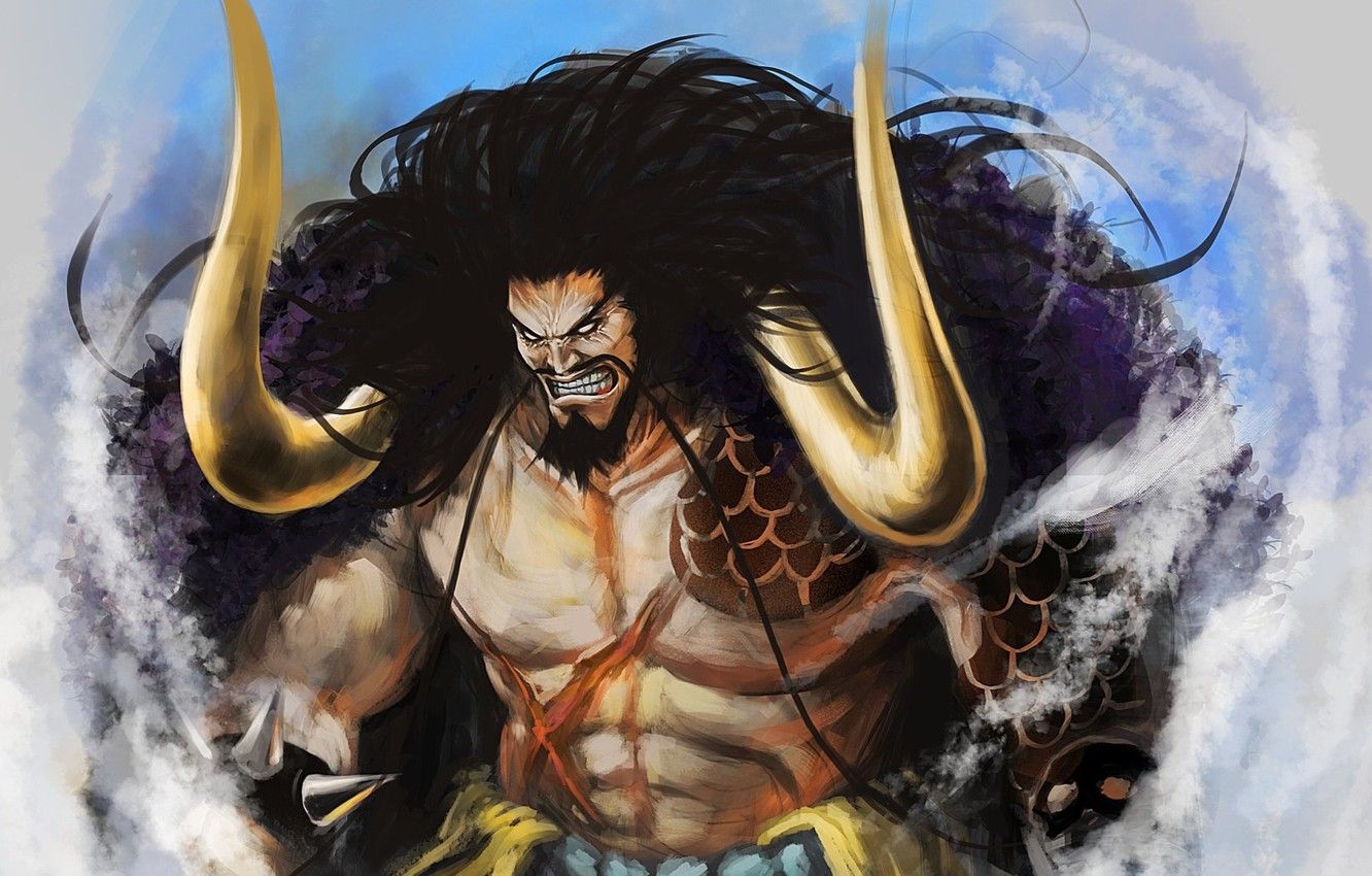 Wallpaper game, One Piece, horns, long hair, pirate, anime, man