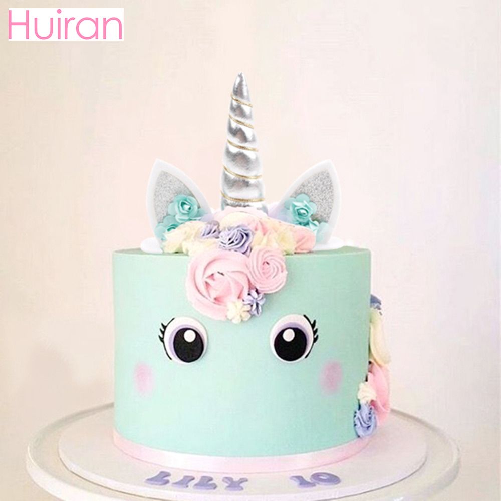 Huiran Unicorn Horn Cake Topper Unicorn Birthday Party Decor Kids