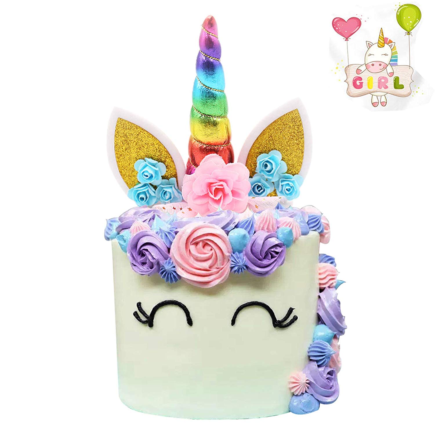 Unicorn Cake Topper Handmade Iridescent Unicorn Horn