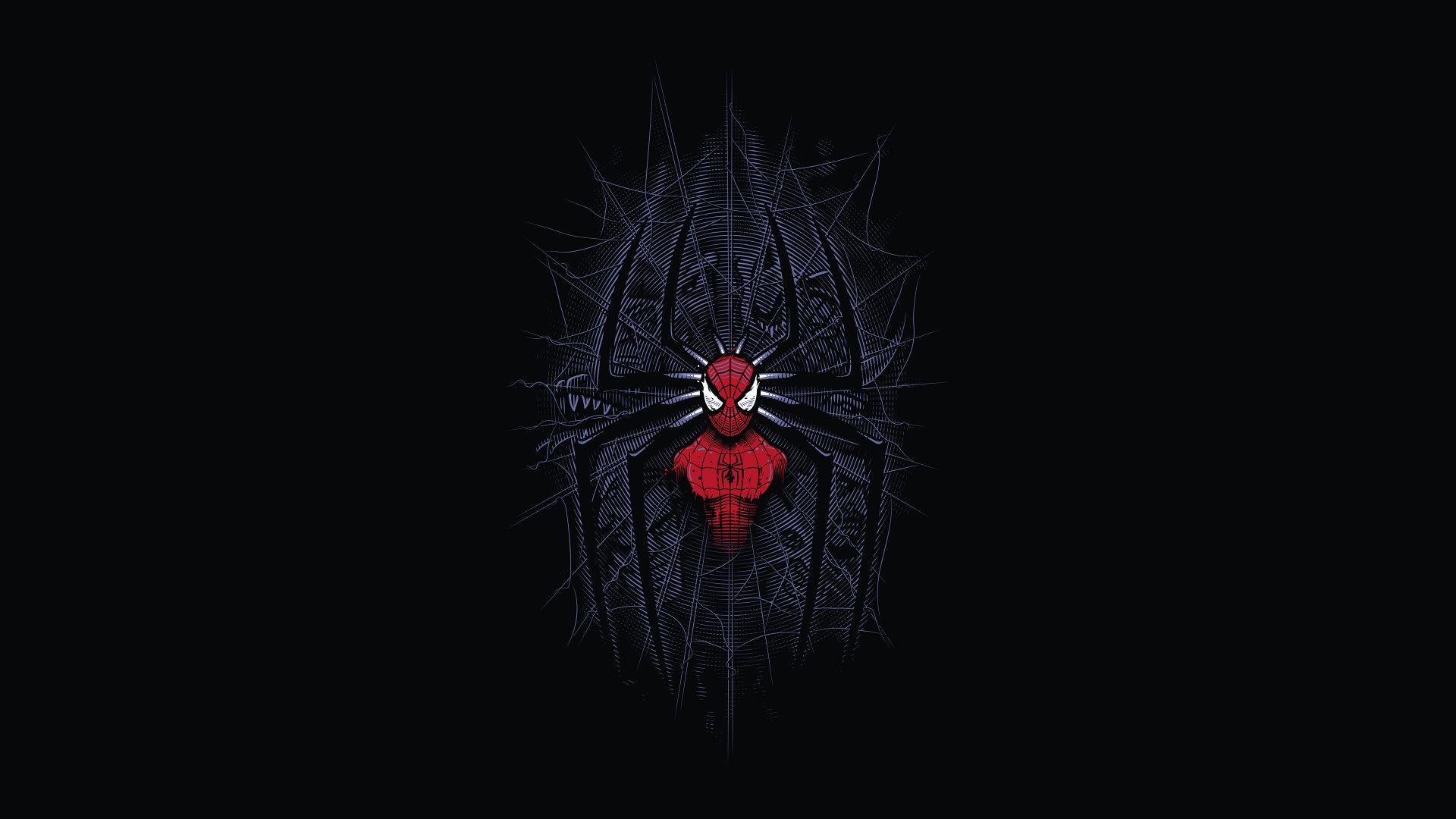 Download 1920x1080 Wallpaper Spider Man, Dark, Minimalist, Digital