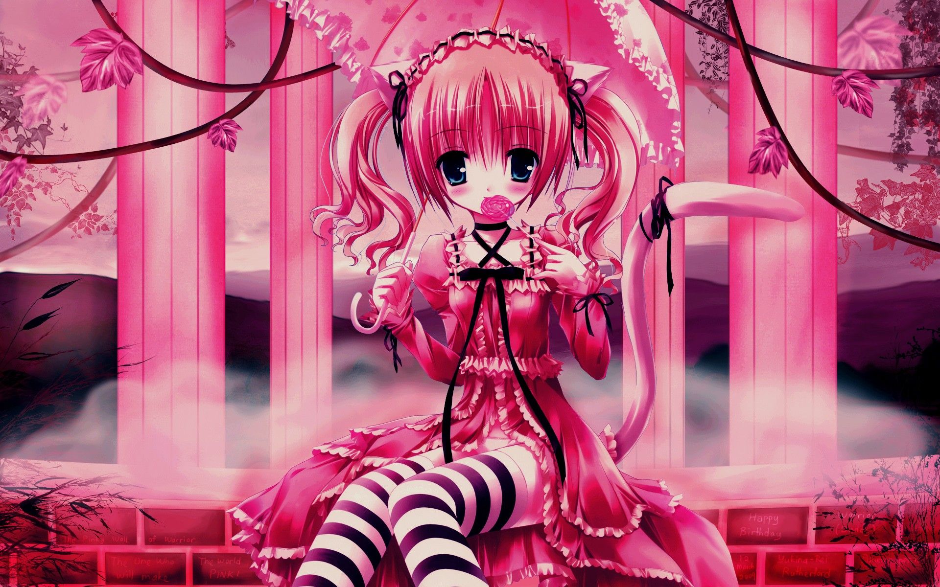 Pink Anime Girl Wallpaper HD 22084