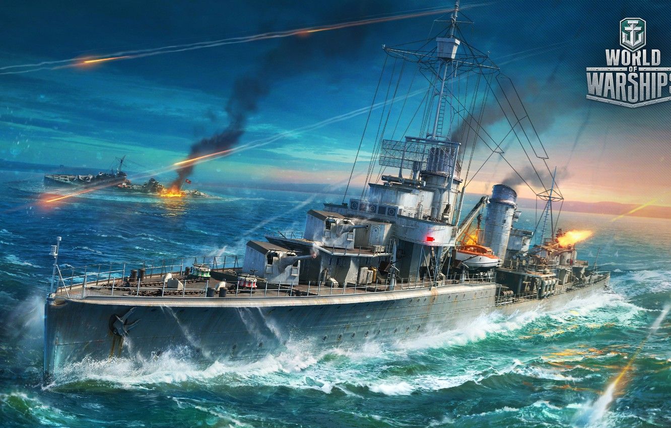 Wallpaper the ocean, fire, war, the game, ship, ships, destroyer