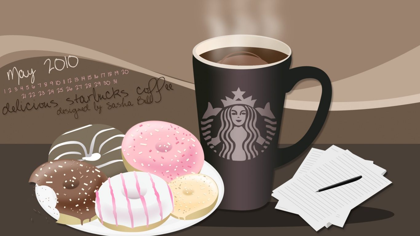 Starbucks coffee and donuts desktop PC and Mac Wallpaper
