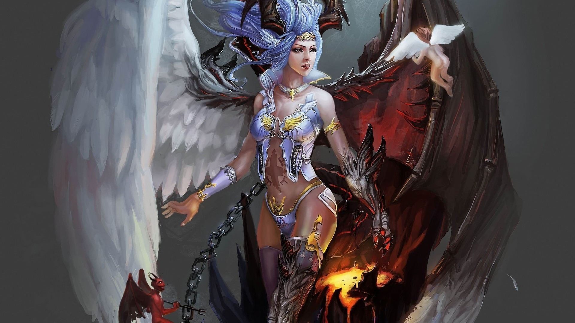 Free download free HD wallpaper 1920x1080 fantasy angel and demon