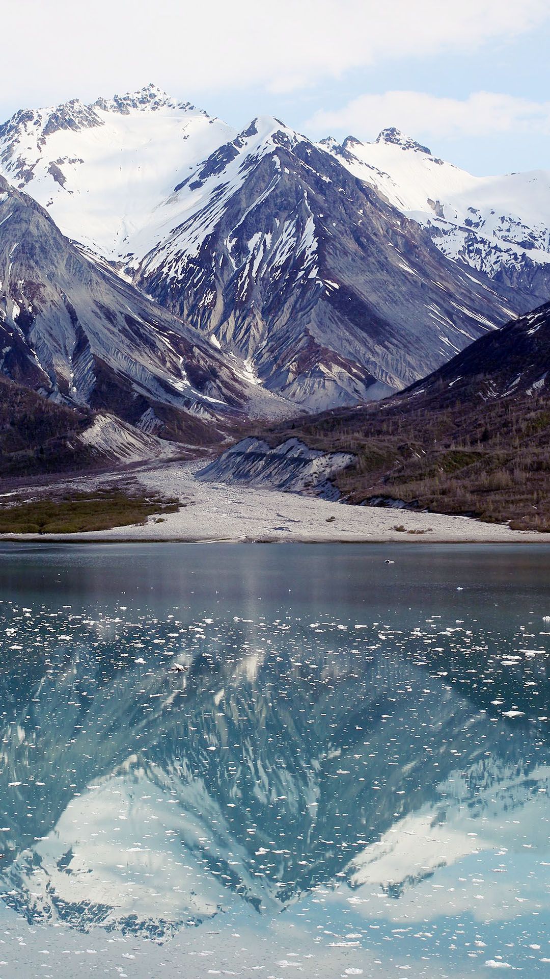 Glacial Lake Mountains Snow Android Wallpaper free download