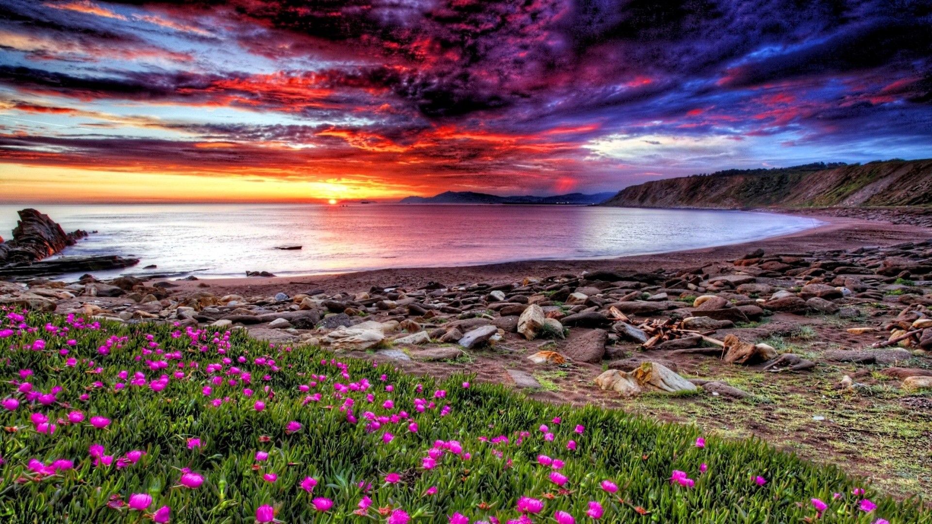 Hdr Bay Sunset Wallpaper Beautiful Sunset Ocean
