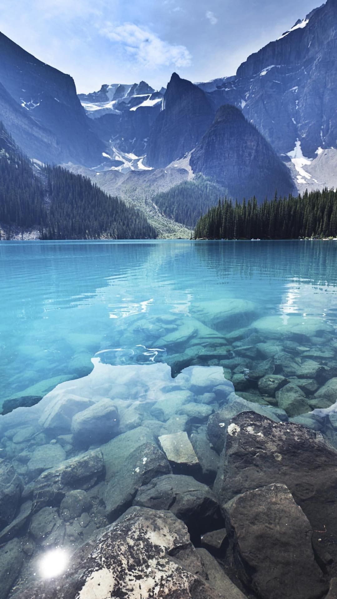 Nature, crystal clear water of a mountain lake, calm and peaceful