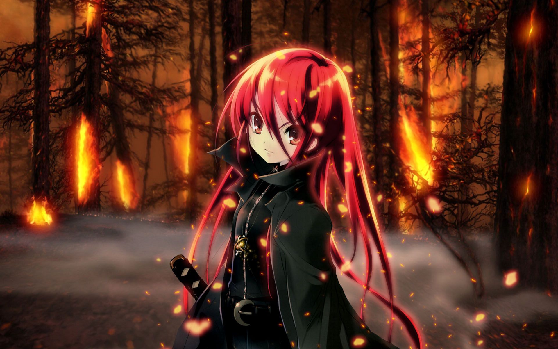 Free download Image Anime girl with red hair and a sword wallpaper