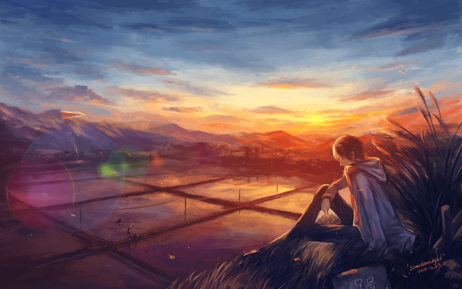 Anime Boy Looking At Sunset, HD Wallpaper & background Download