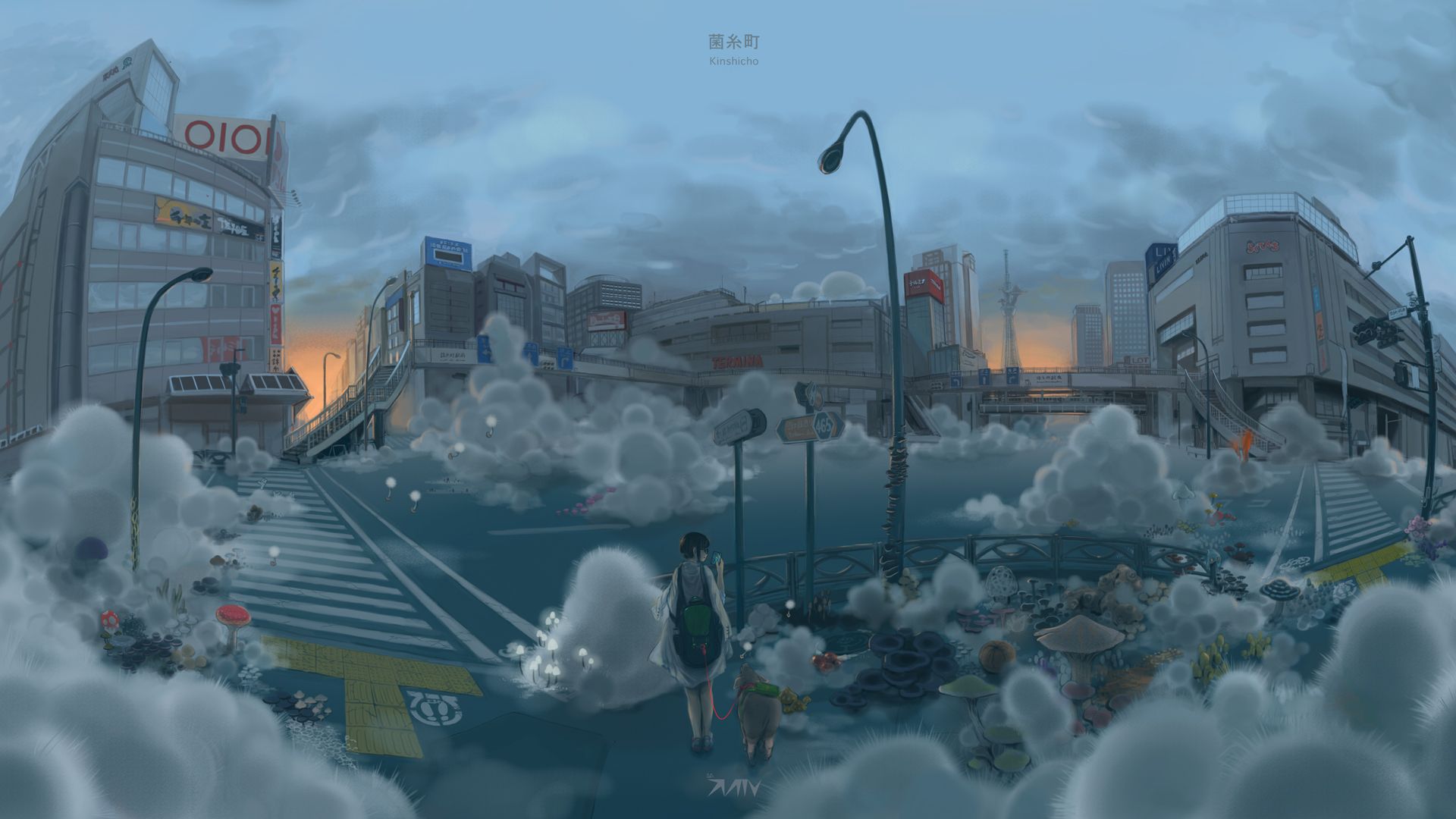 Full HD Wallpaper apocalypse girl city smoke, Desktop Background