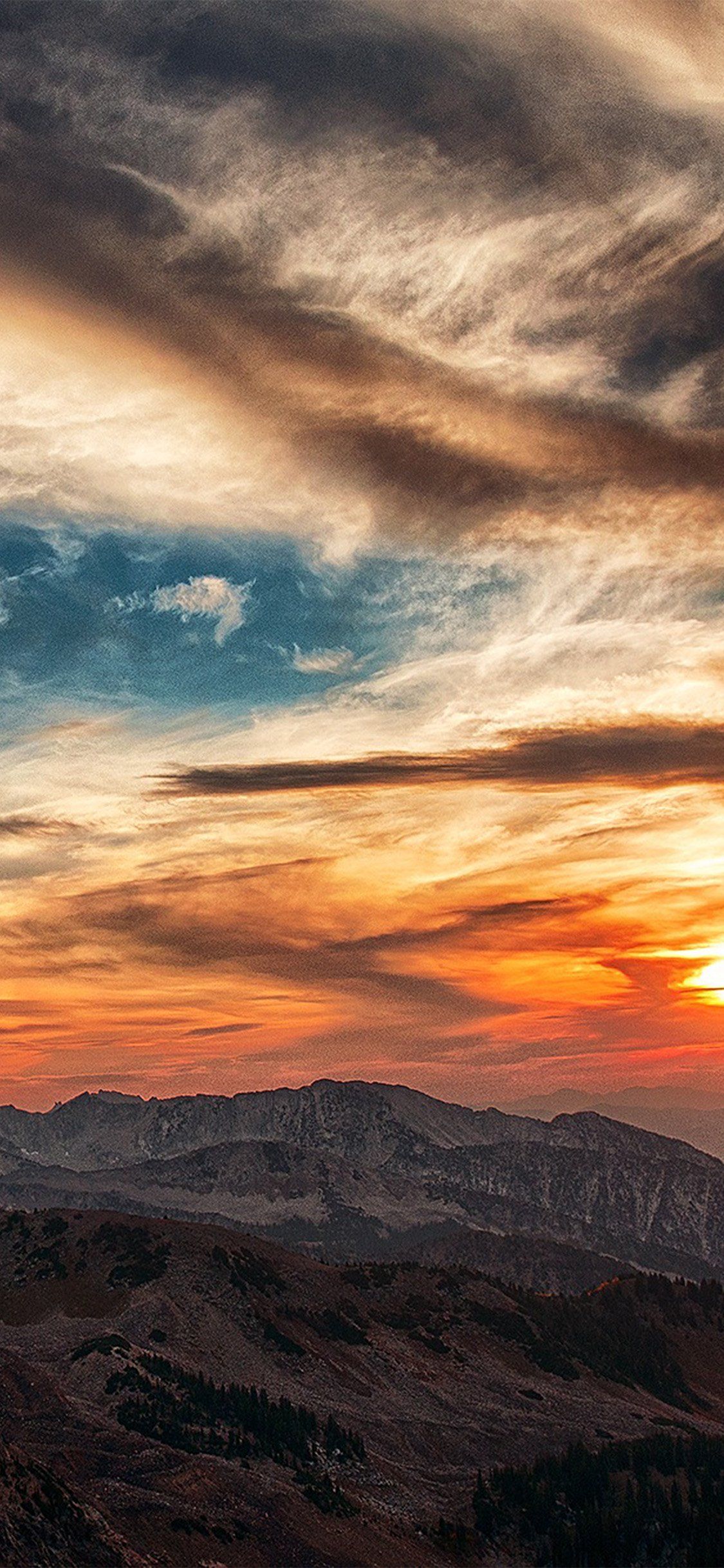 Sunset mountain sky cloud iPhone X Wallpaper Free Download