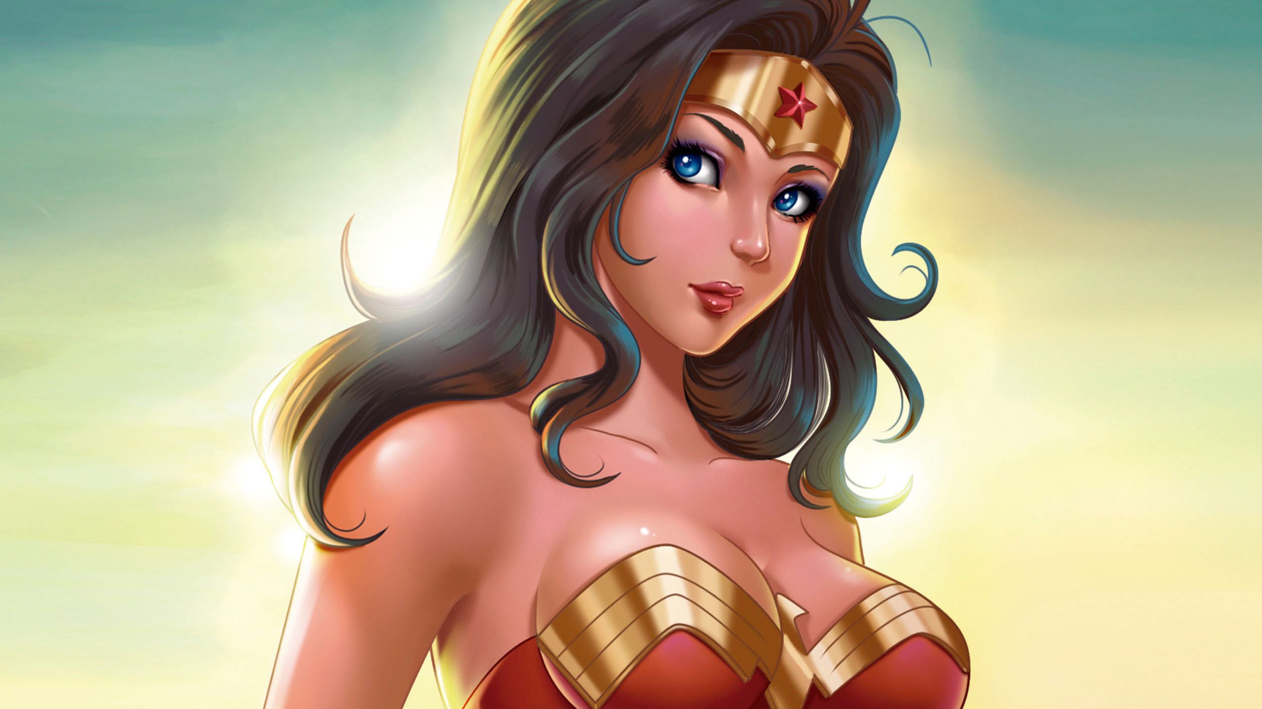 Comics Wonder Woman DC Comics Black Hair Blue Eyes HD Wallpaper
