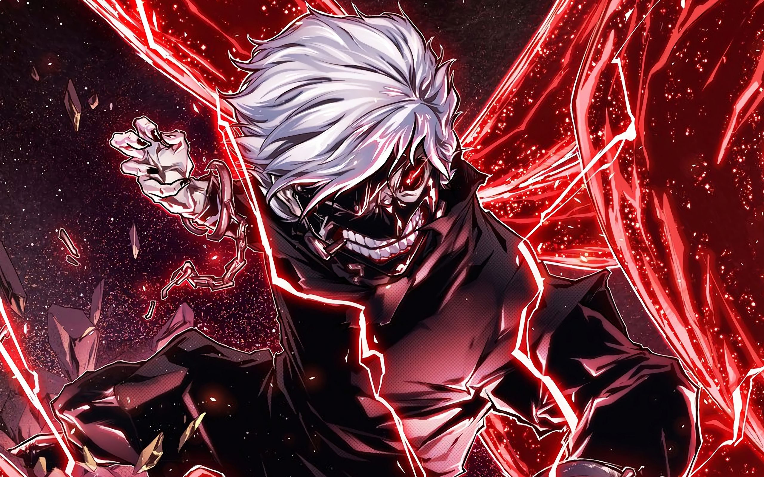 Download 2560x1600 wallpaper ken kaneki, angry, anime boy, dual