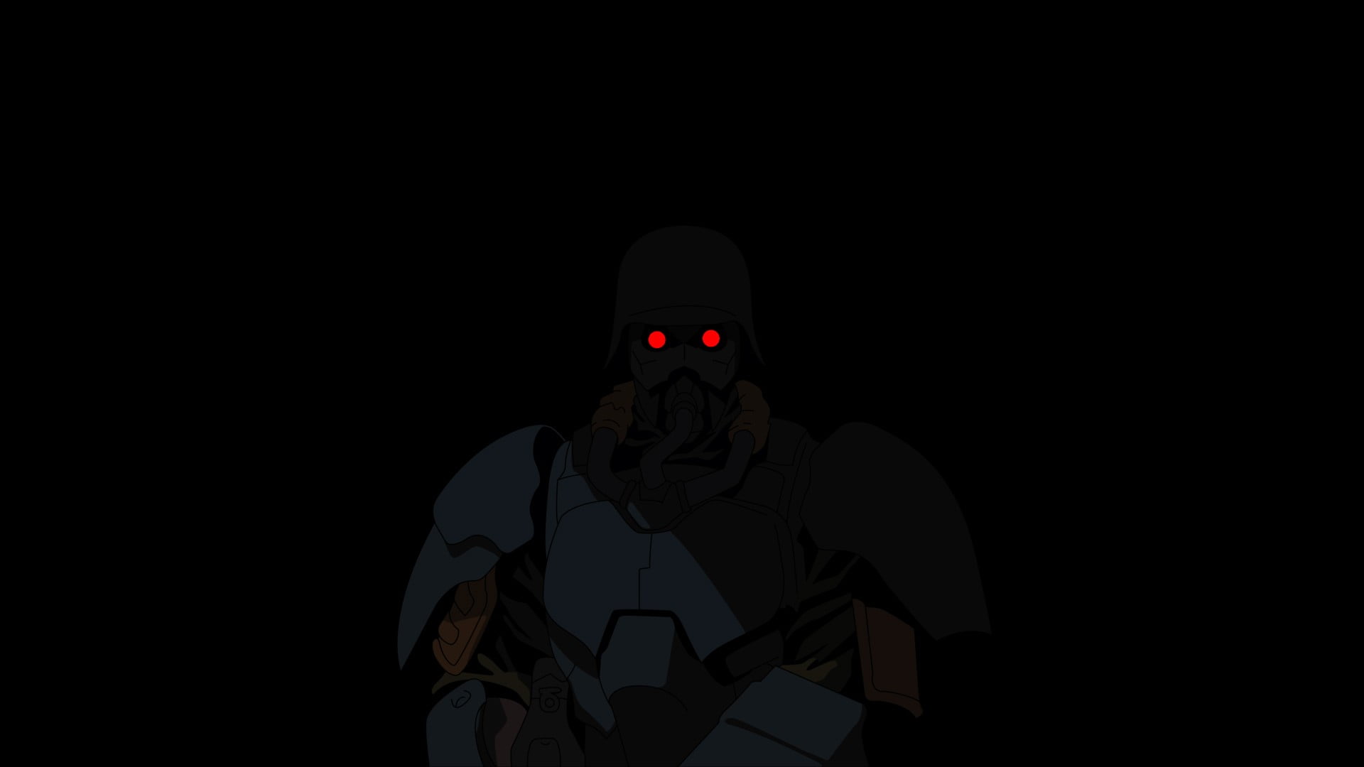 Anime Character Soldier Poster, Jin Roh, Red Eyes, Black, Anime HD