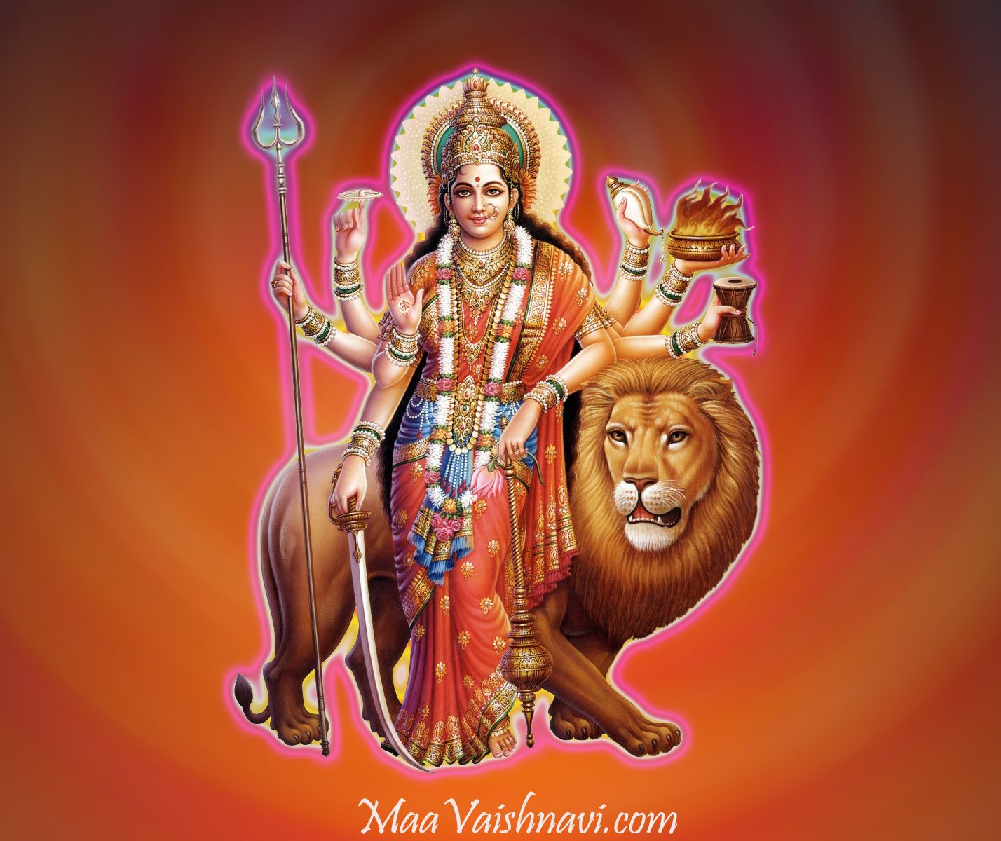 Durga, art, fantasy, tan man, luminos, god, lion, HD wallpaper | Peakpx