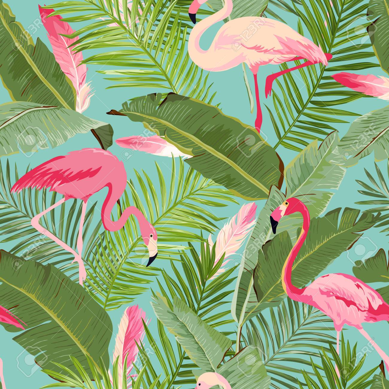 Free download Tropical Seamless Vector Flamingo And Floral Summer