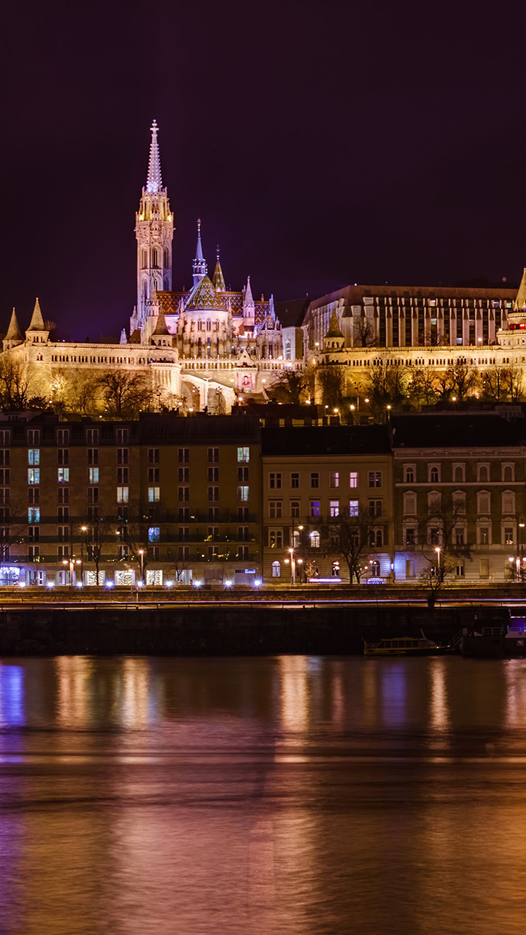 Wallpaper Budapest Hungary Night river Cities Building 1080x1920