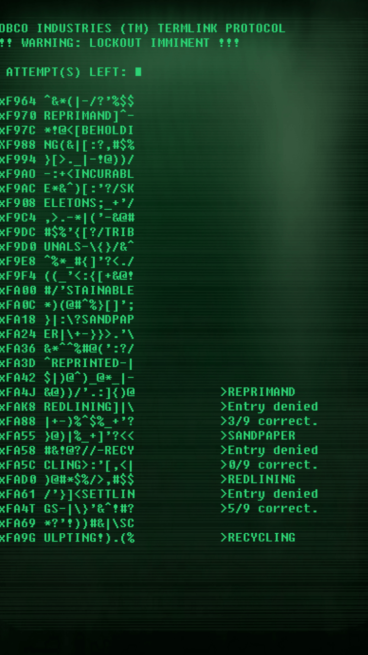 Free download Fallout Terminal Hacking Ipod wallpaper by Invaderzim1223 on [900x1350] for your Desktop, Mobile & Tablet. Explore Fallout 4 Terminal Wallpaper. Fallout 4 Windows 10 Wallpaper, Fallout 4 Live Wallpaper, Fallout 4 Animated Wallpaper