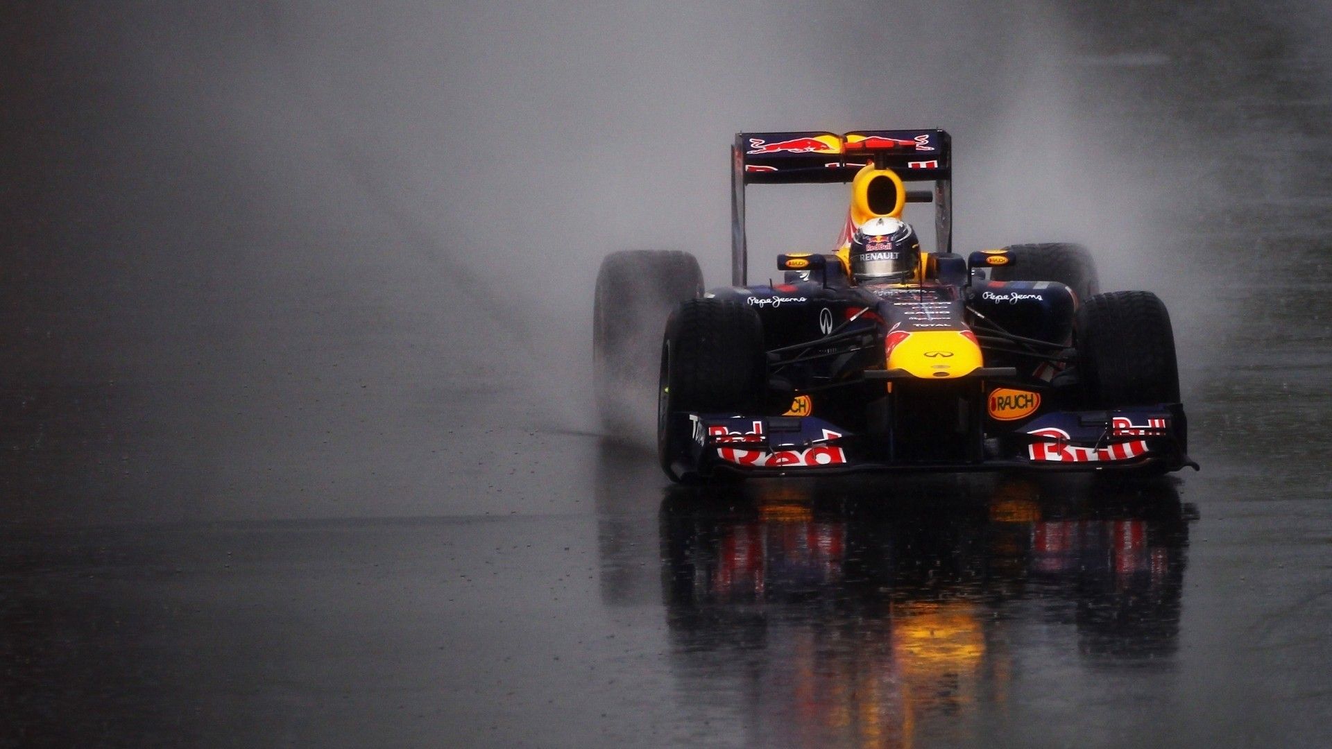 rain, wet, Formula One, track, Red Bull, Redbull Racing wallpaper
