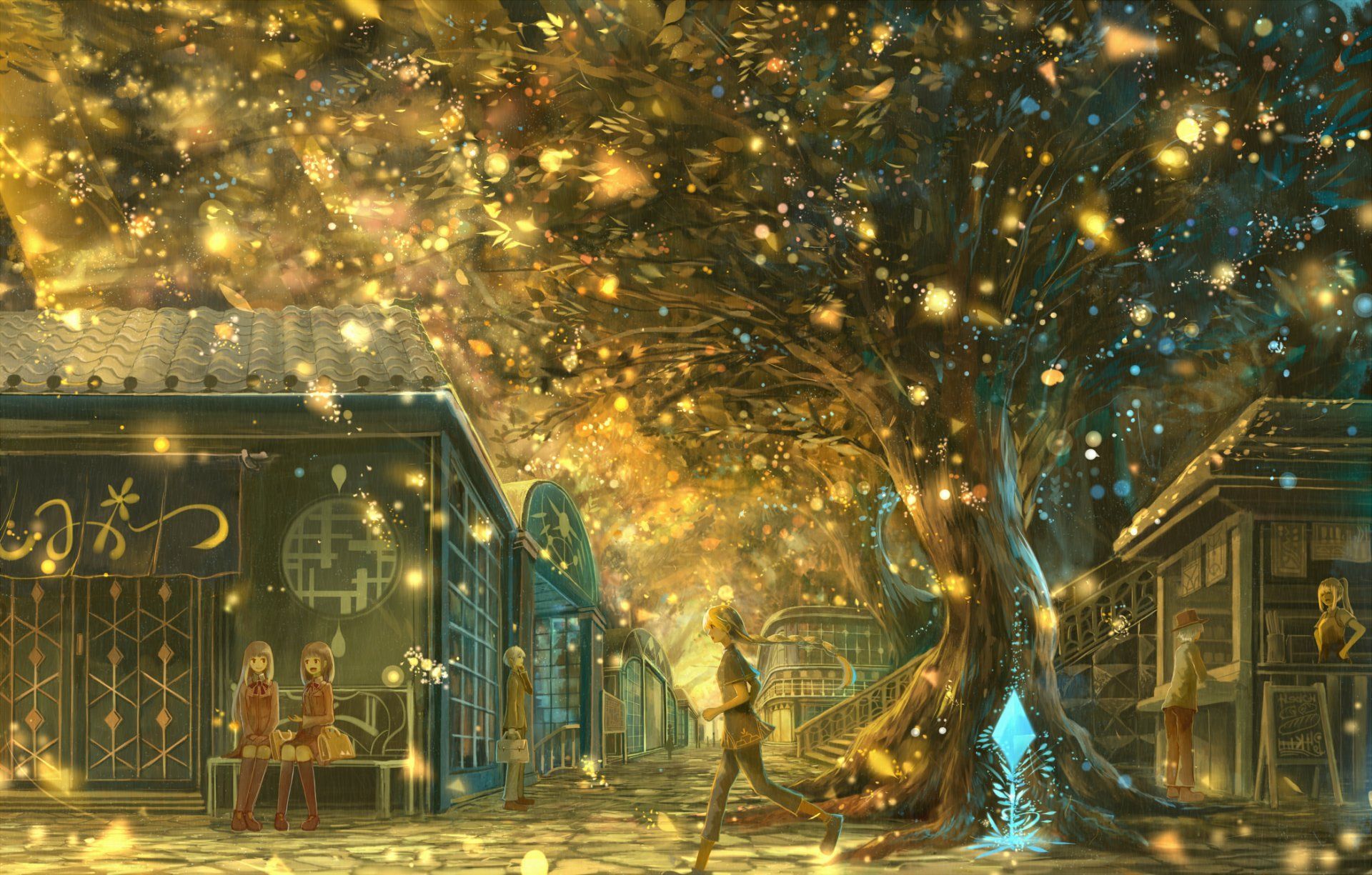 Anime Original Light Tree Magic Girl Landscape Wallpaper. Anime
