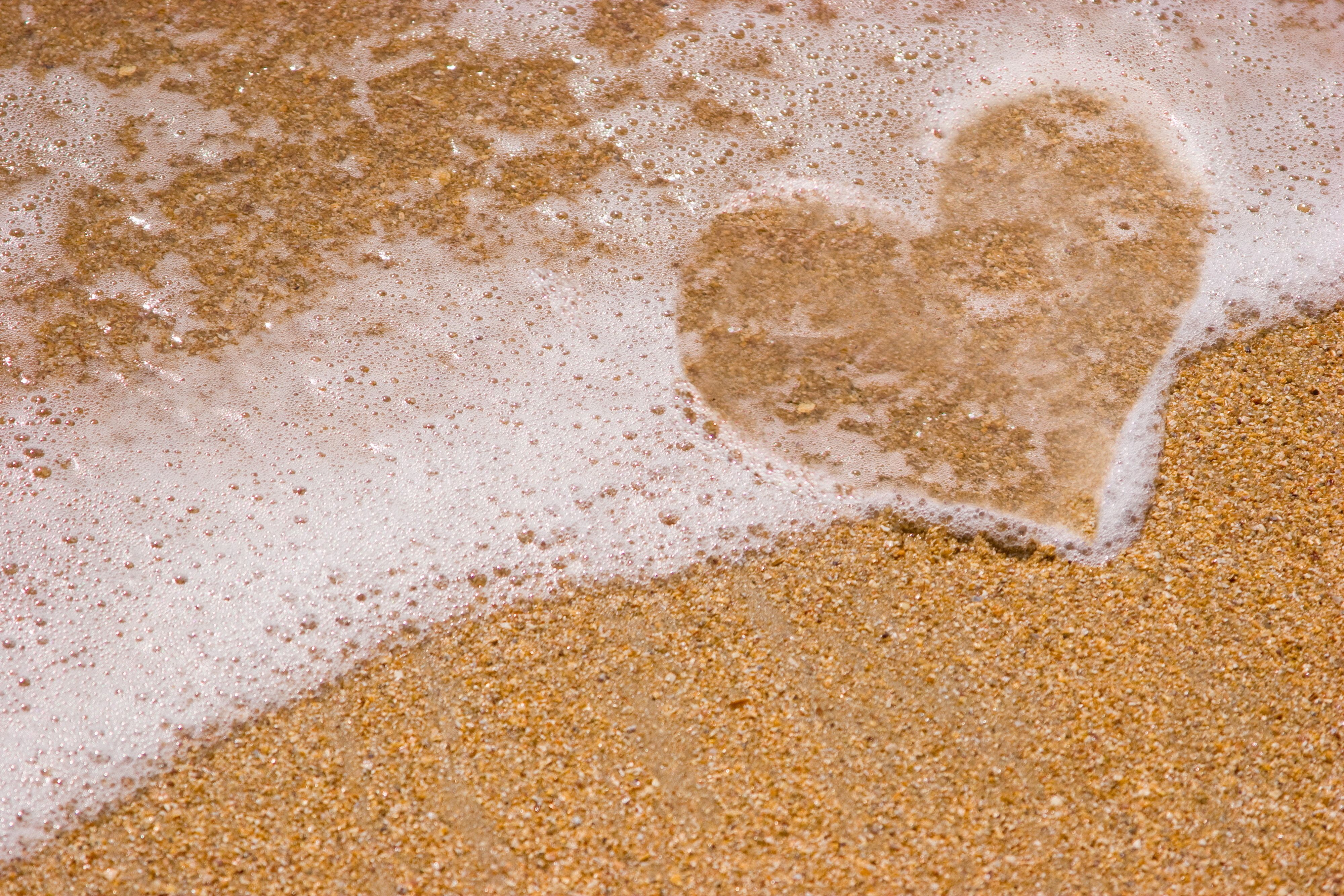 Love Heart Beach Sand Water Wallpaper