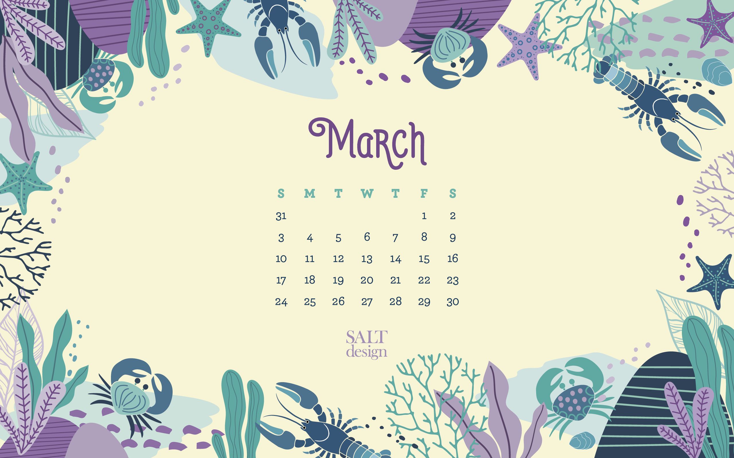 SALT 2019 March Calendar // FREE Wallpaper Design