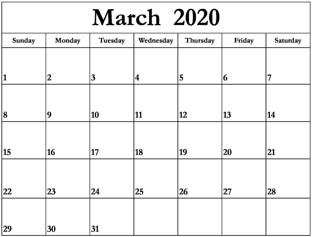 Free March 2020 Calendar Desk Wallpaper