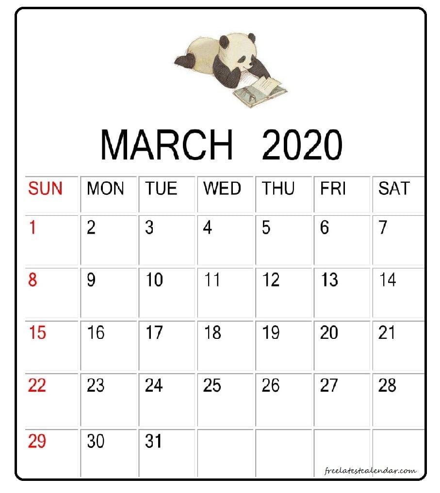 Cute March 2020 Calendar Desk Wallpaper