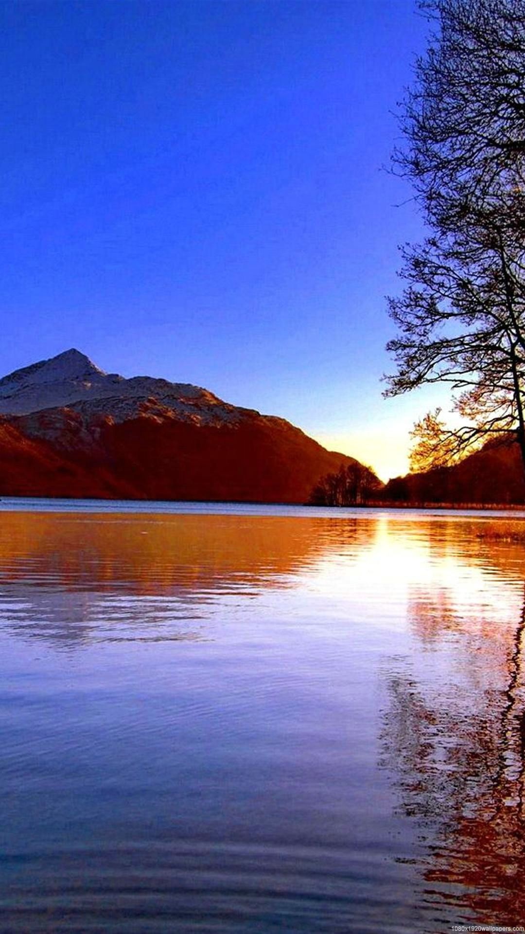 Lake Mountain Sunset Wallpaper HD