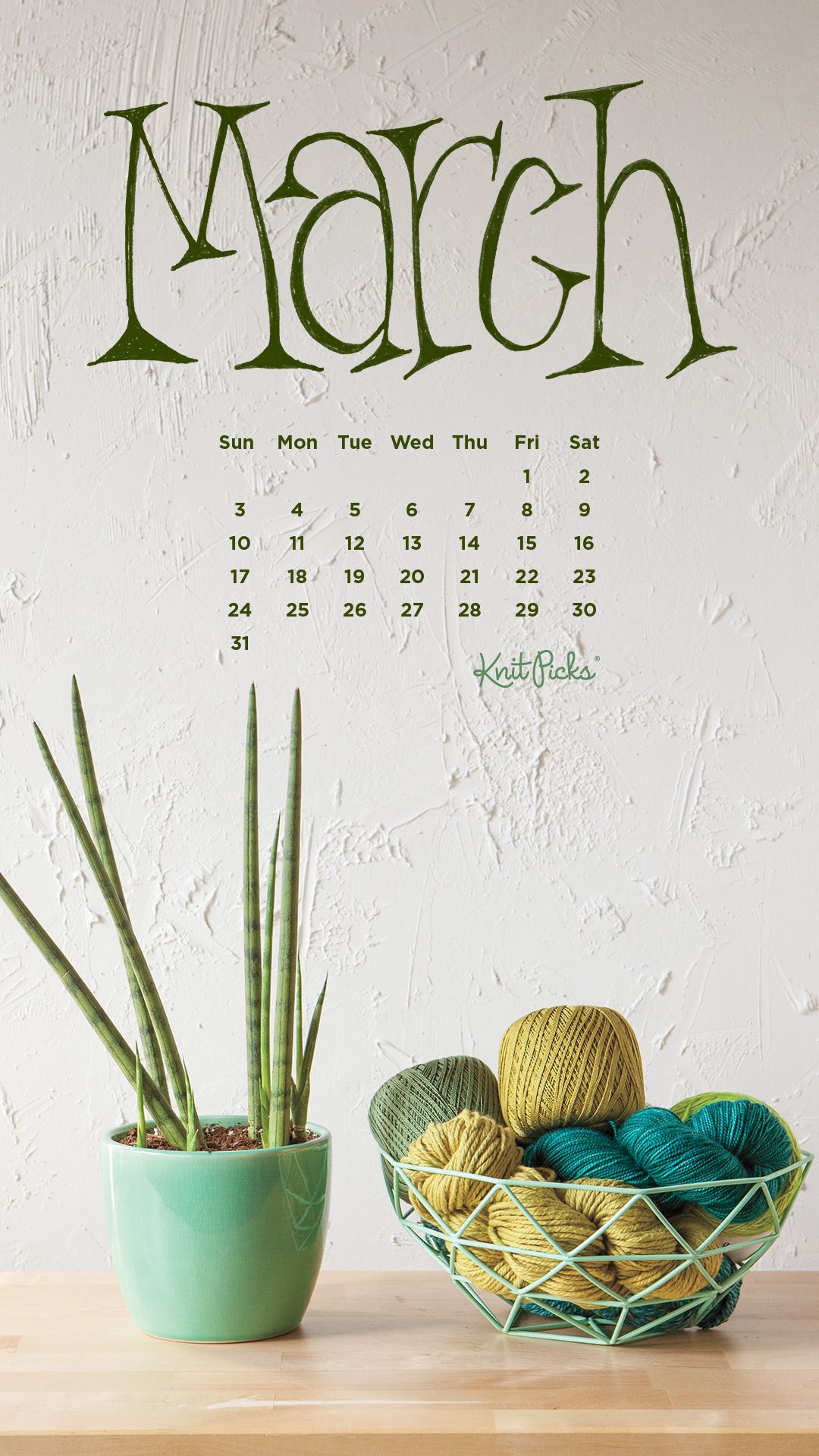 Free Downloadable March 2019 Calendar Staff Knitting Blog