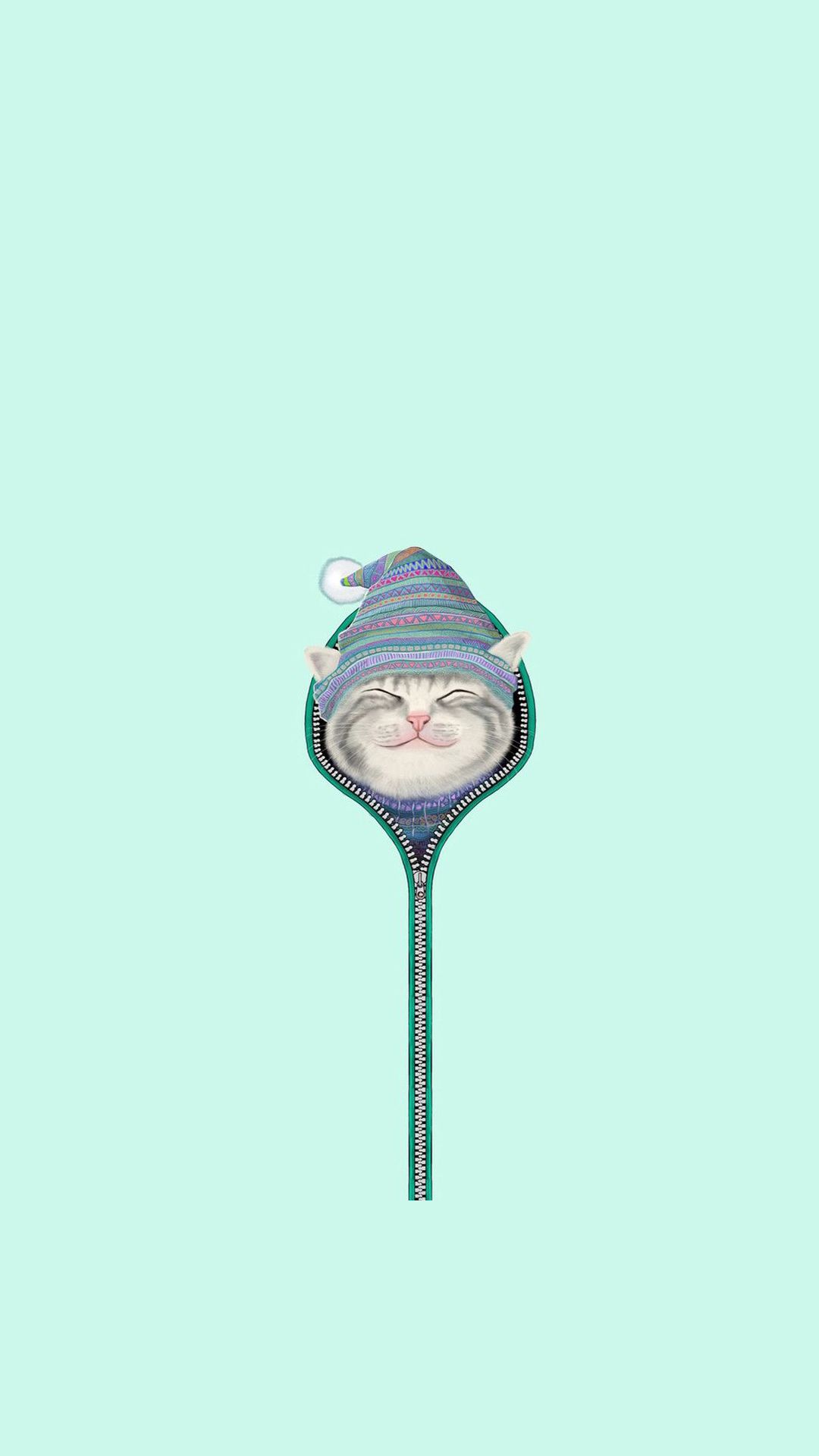 Cute Smiling Cat Zipper Hat Android Wallpaper free download