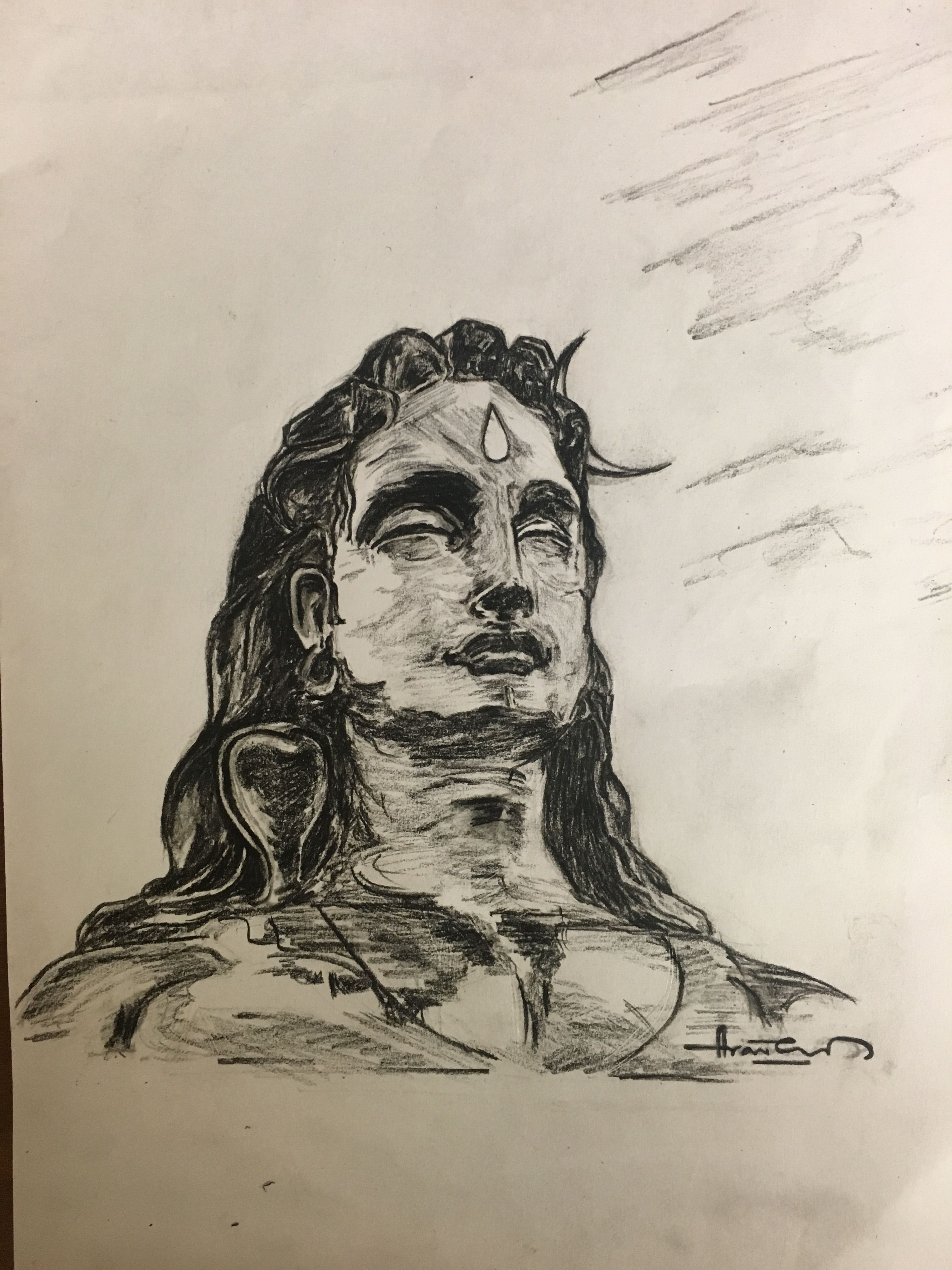 Adiyogi Sketch - Isha Adiyogi Shiva Statue Yoga Lord Night Coimbatore