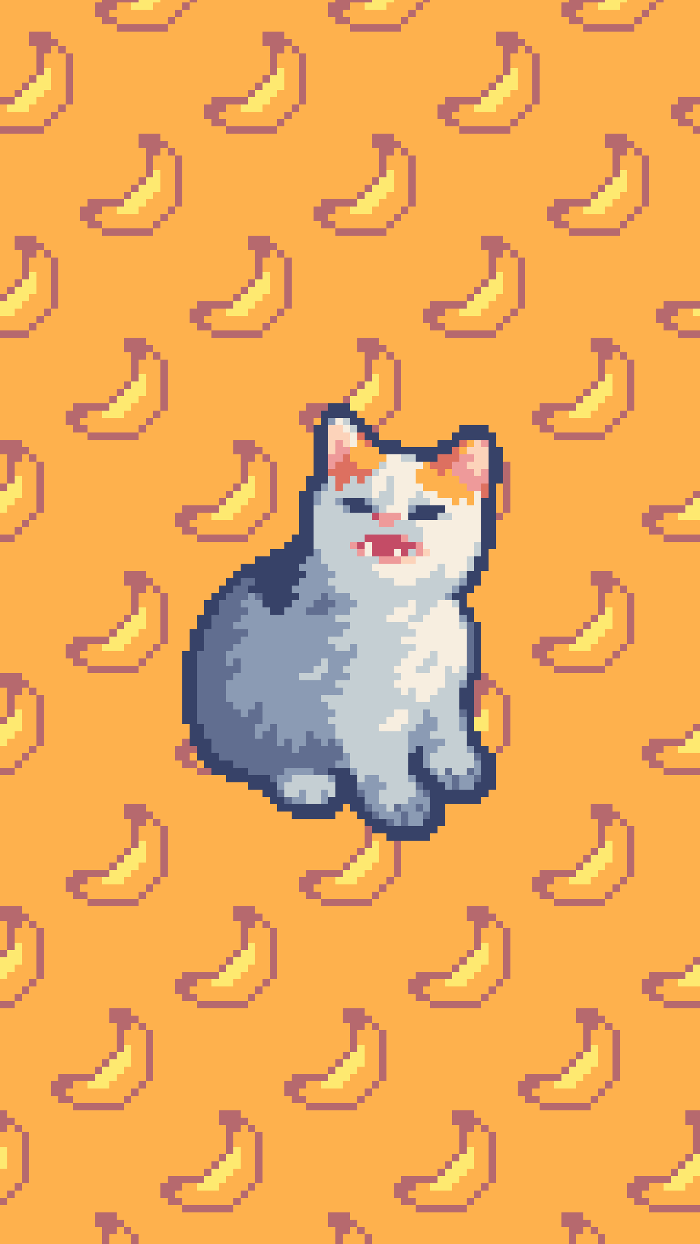 cat no pixel bananas (converted for phone wallpaper) (OC