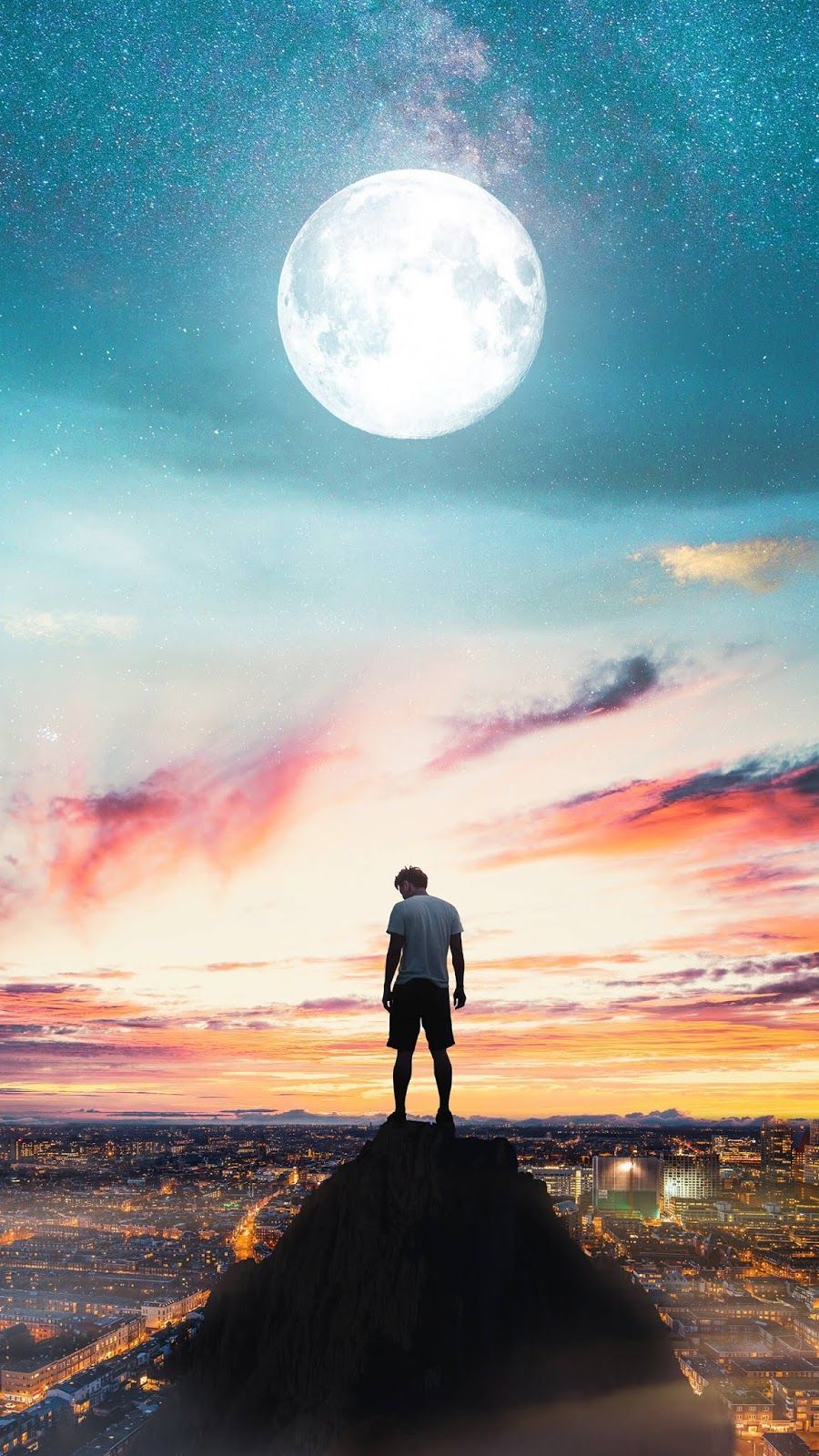 Full moon in the city. Wallpaper. City wallpaper, Mobile