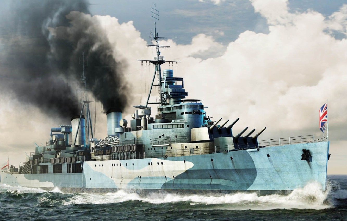 Wallpaper ship, art, Navy, military, cruiser, British, cruiser, WW Belfast, HMS image for desktop, section оружие