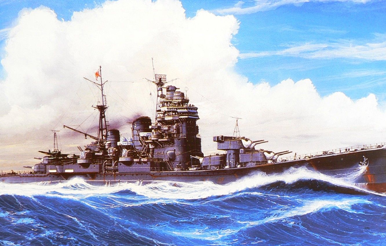 Wallpaper ship, art, Navy, military, cruiser, Japanese, cruiser