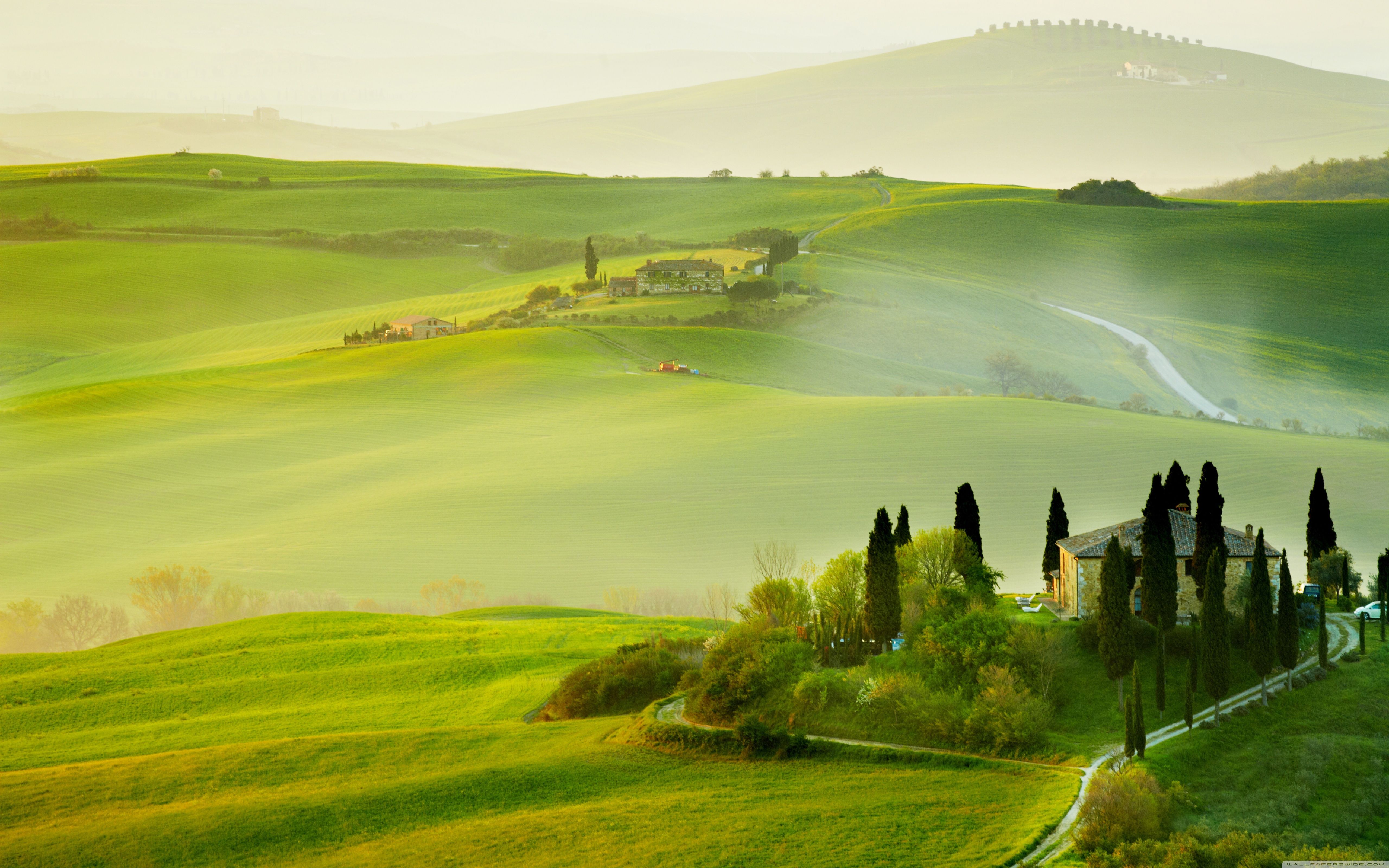 Tuscany Spring Landscape Ultra HD Desktop Background Wallpaper