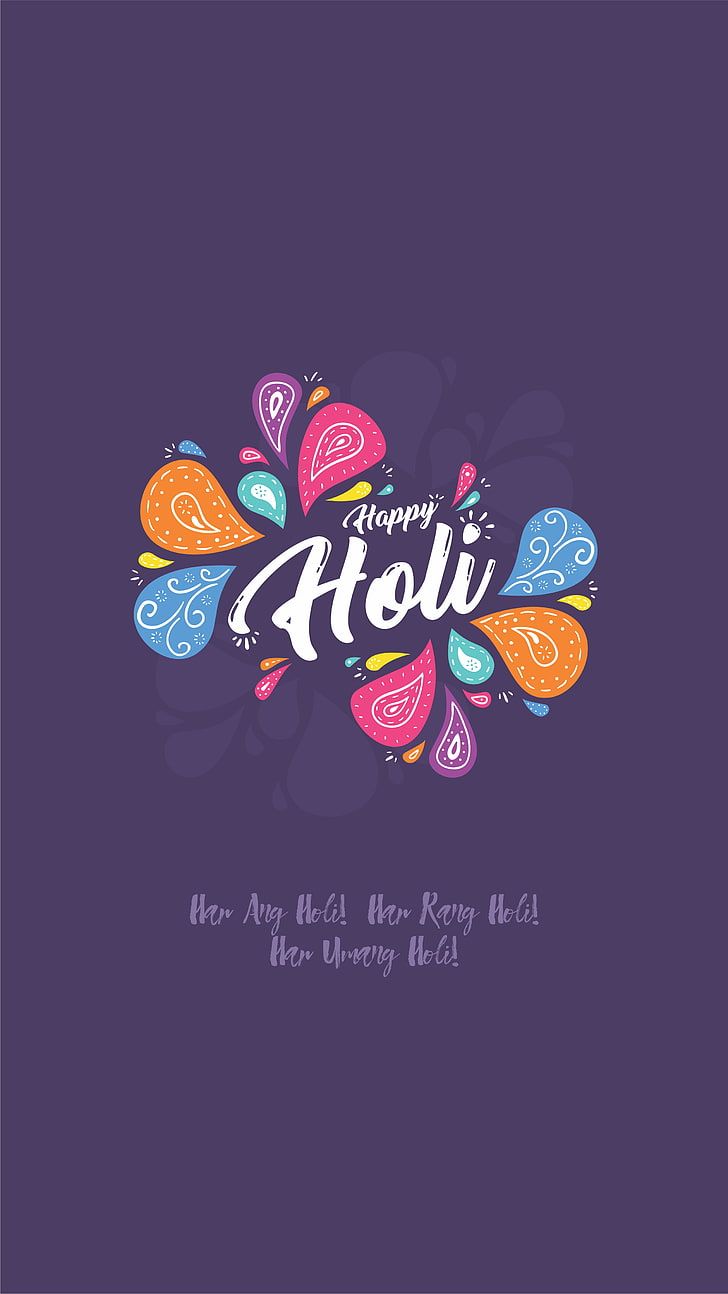 HD wallpaper: Happy Holi, colorful, phone, simple background, text, food and drink