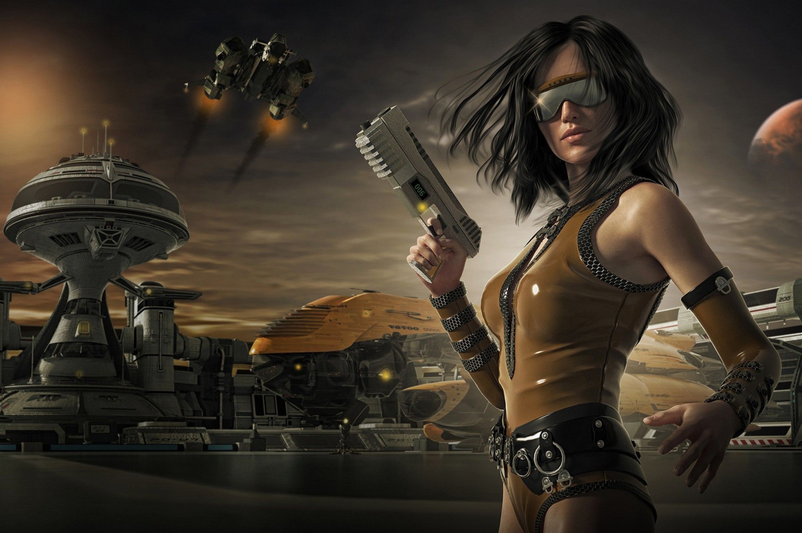 Scifi Sunglasses Woman Warrior With Guns Chromebook