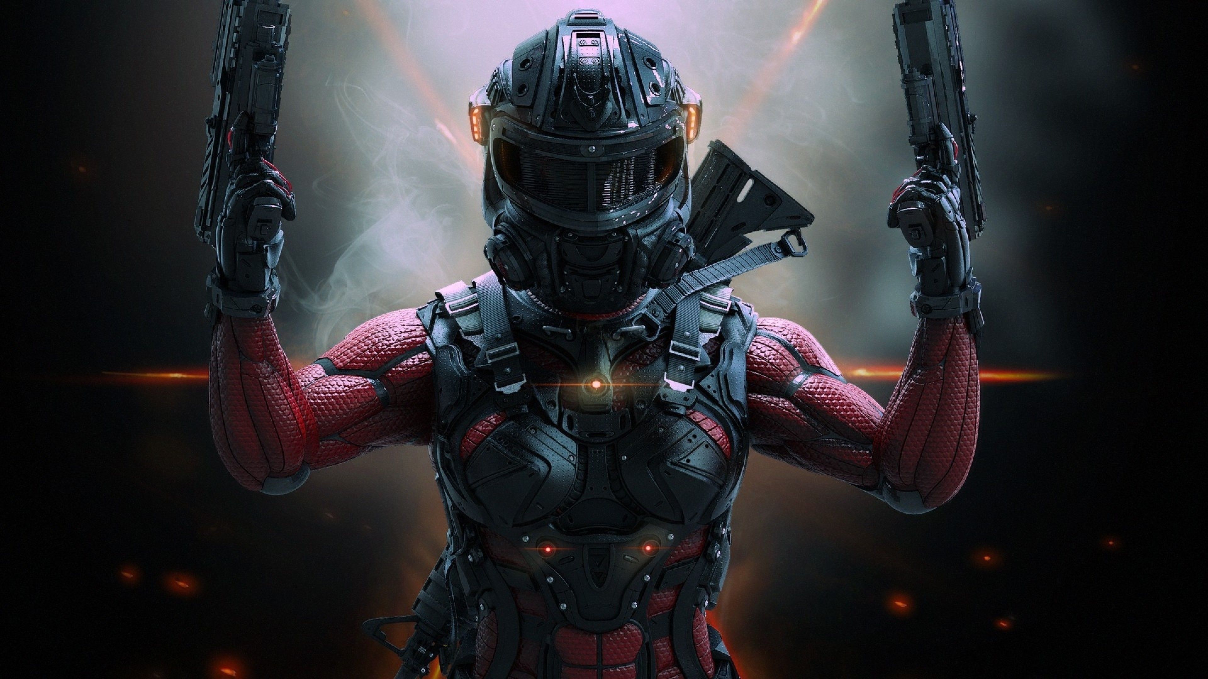 Download 3840x2160 Women Soldier, Guns, Mask, Armored, Sci Fi