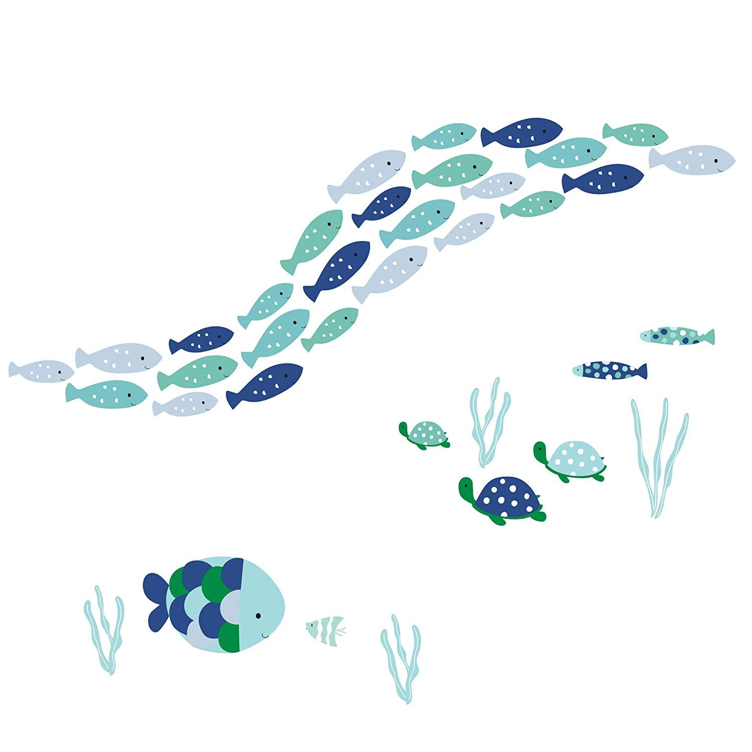 Lambs & Ivy Oceania Aqua Blue Aquatic Fish Wall Decals