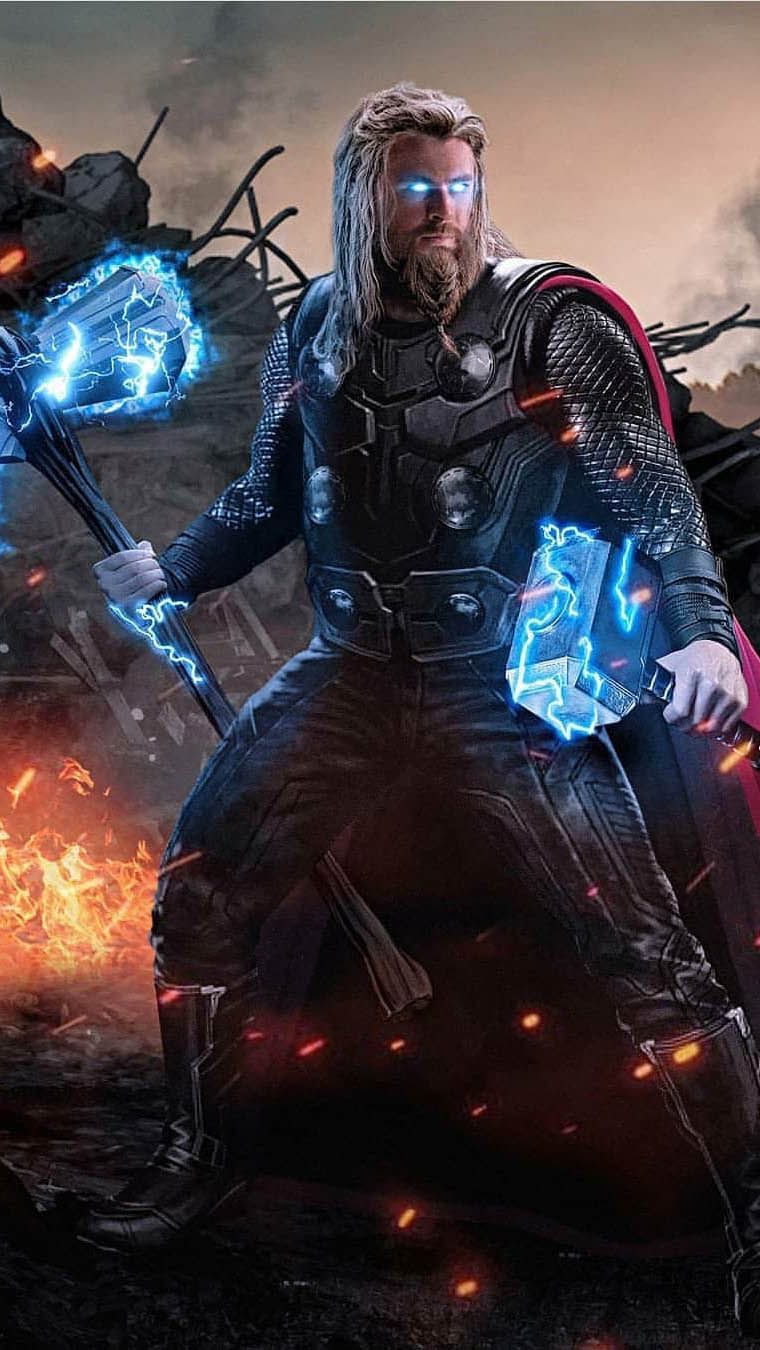 Thor with Mjolnir and Stormbreaker iPhone Wallpaper 1 Wallpaper. Marvel thor, Marvel superhero posters, Marvel comics