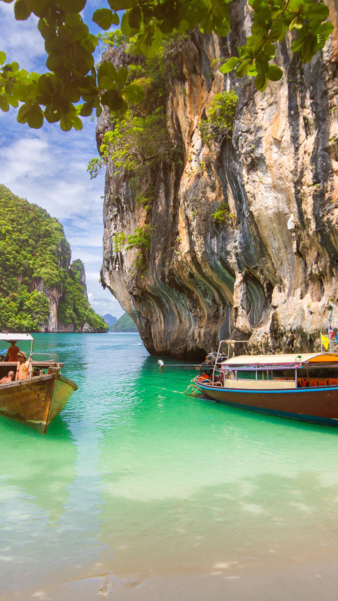 Photo Thailand Krabi Cliff Nature Tropics Bay Boats 1080x1920