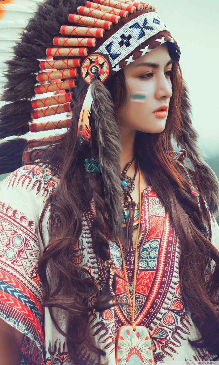 Native American Girl with Eagle Ultra HD Desktop Background