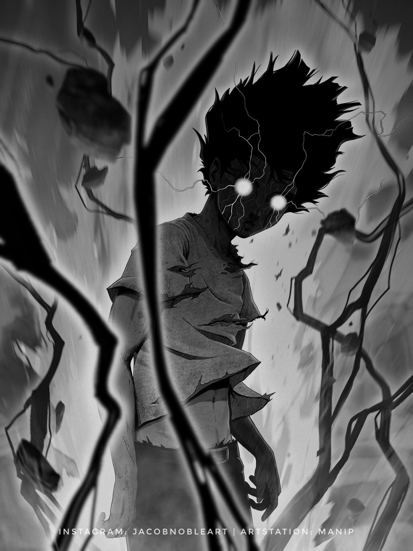 Mob Psycho Amoled Black And White Wallpapers Wallpaper Cave