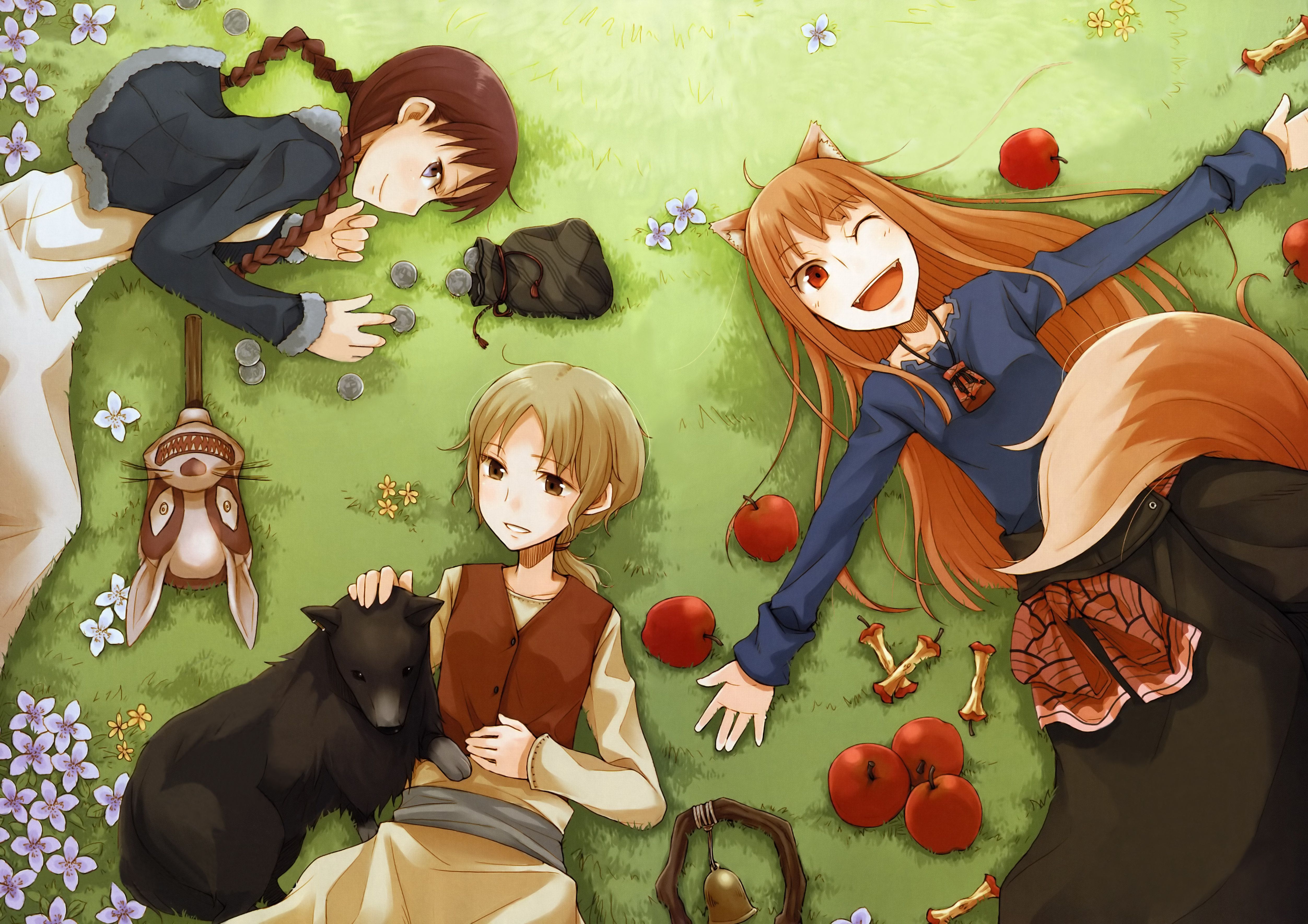 The ladies of the anime Spice & Wolf. Horo is so cute!