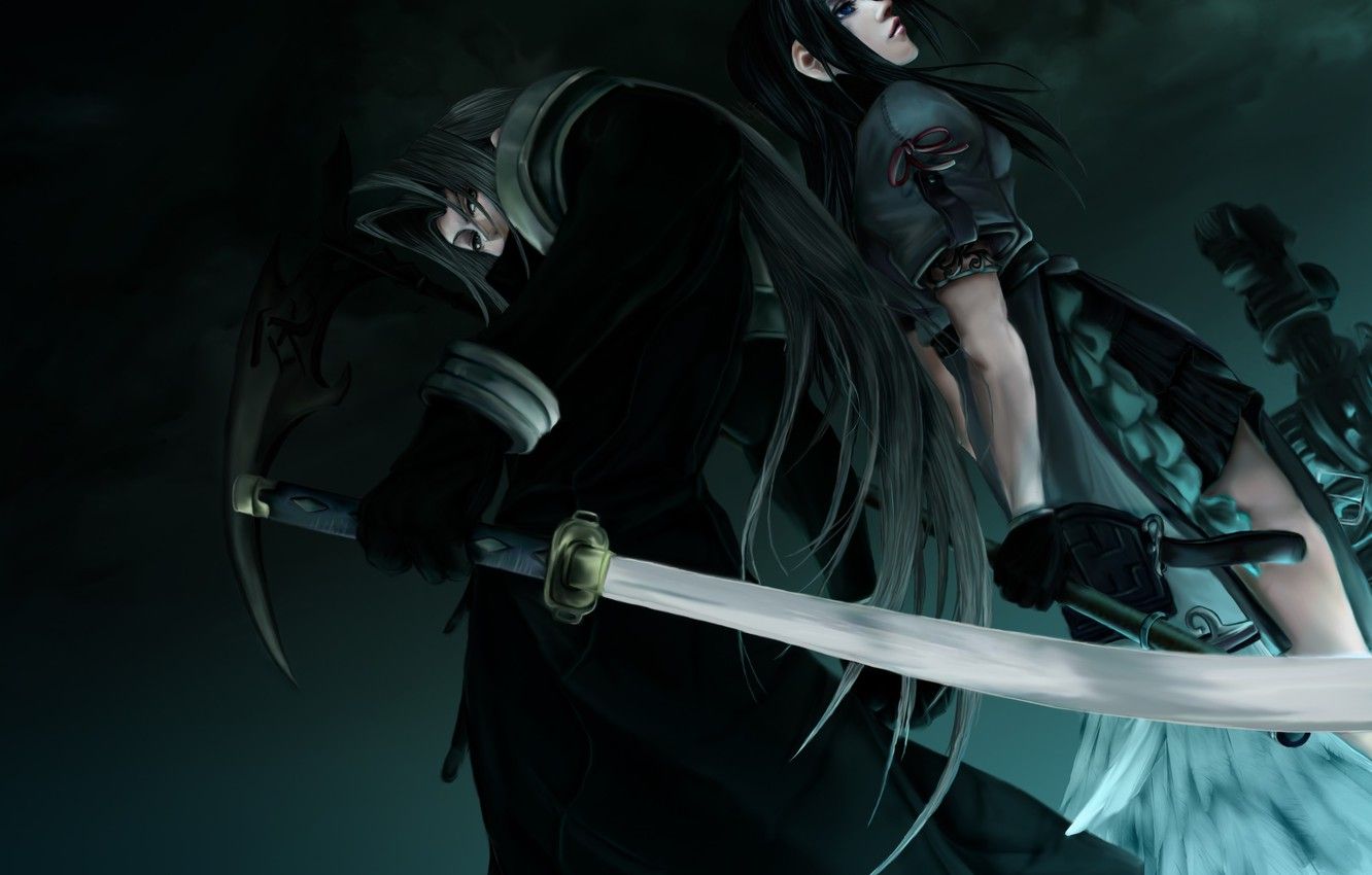 Wallpaper girl, sword, guy, Final Fantasy, Sephiroth image