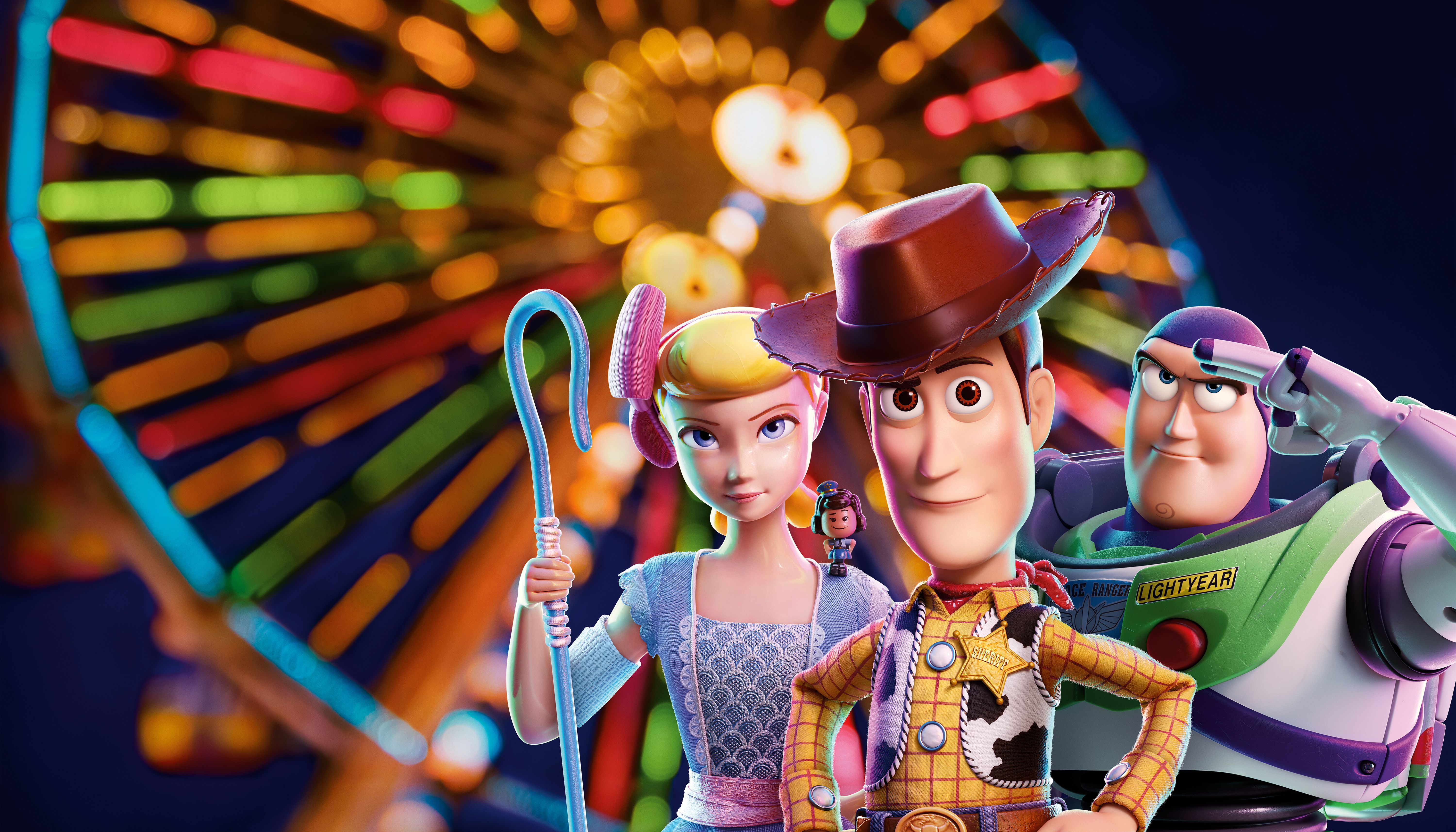 Wallpaper Toy Story 4, Bo Peep, Woody, Buzz Lightyear, Animation