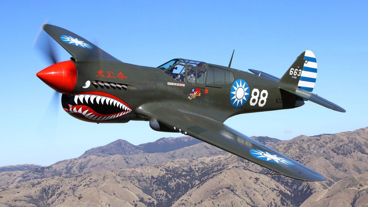 Aircraft Military World War II Warbird Curtiss P 40 Fighters